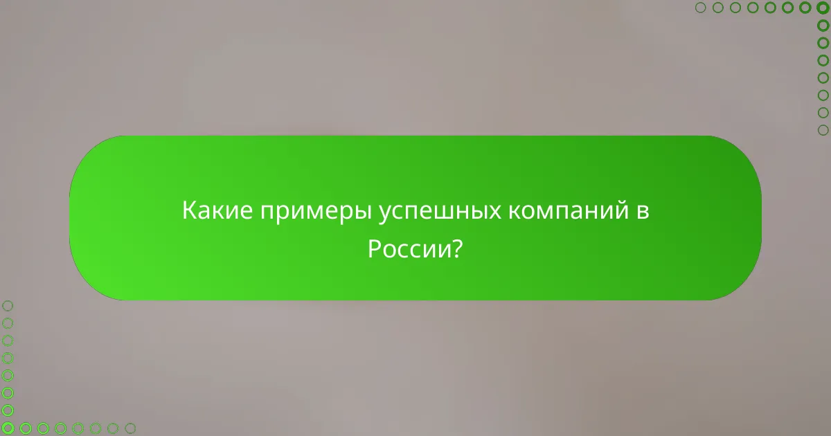 Какие примеры успешных компаний в России?